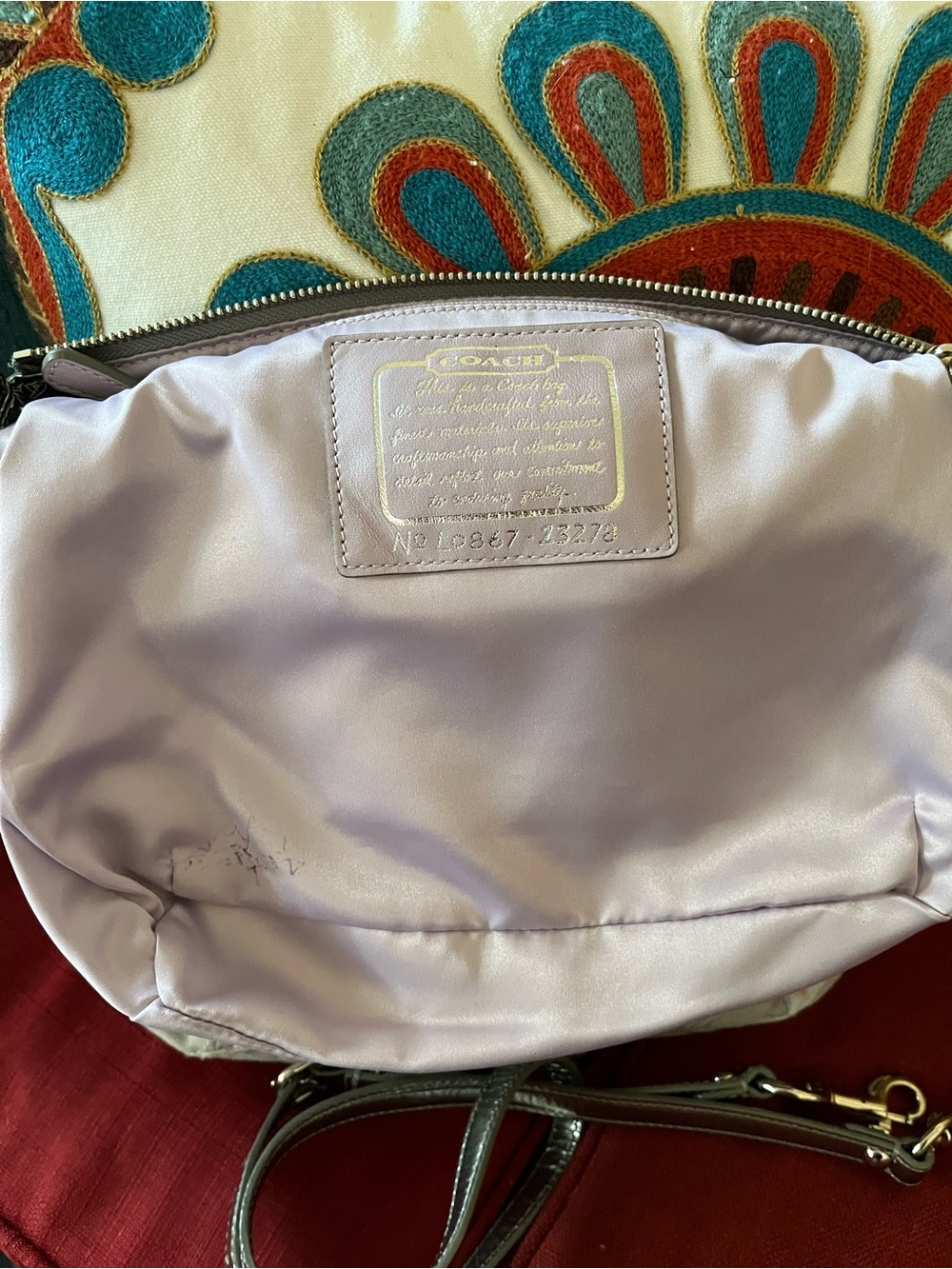 Coach Lavender Satin Nylon Crossbody Bag